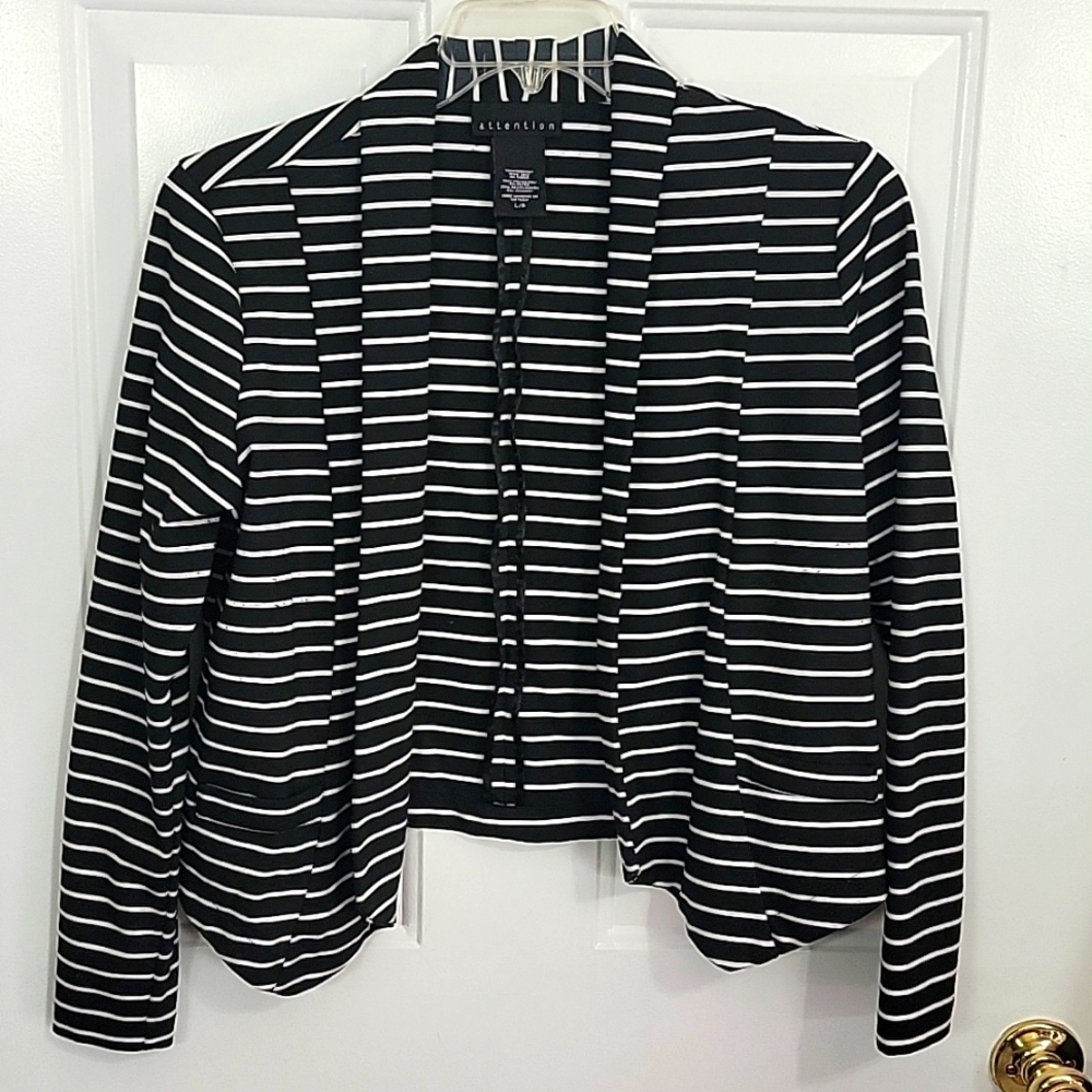 Black & White Striped Blazer - Large